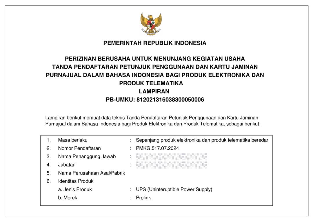 Sertifikat Perizinan Berusaha Prolink